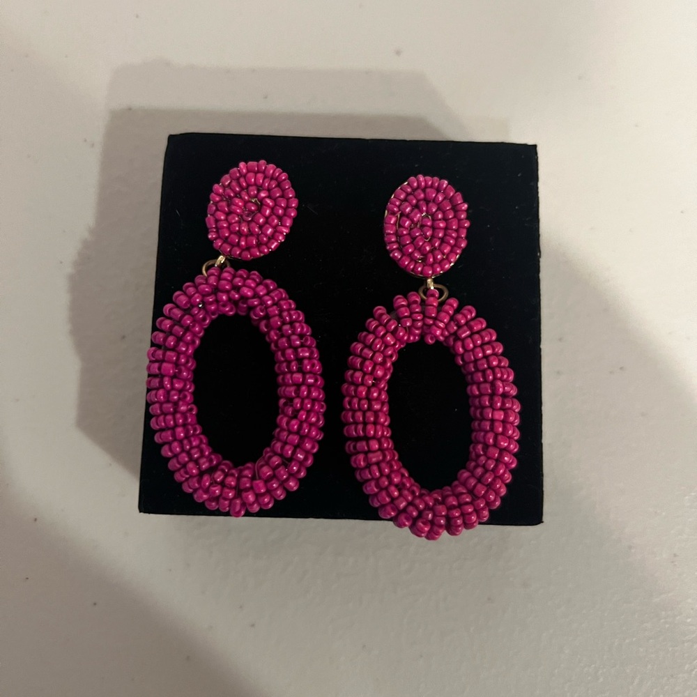 Elegant Magenta Beaded Earrings